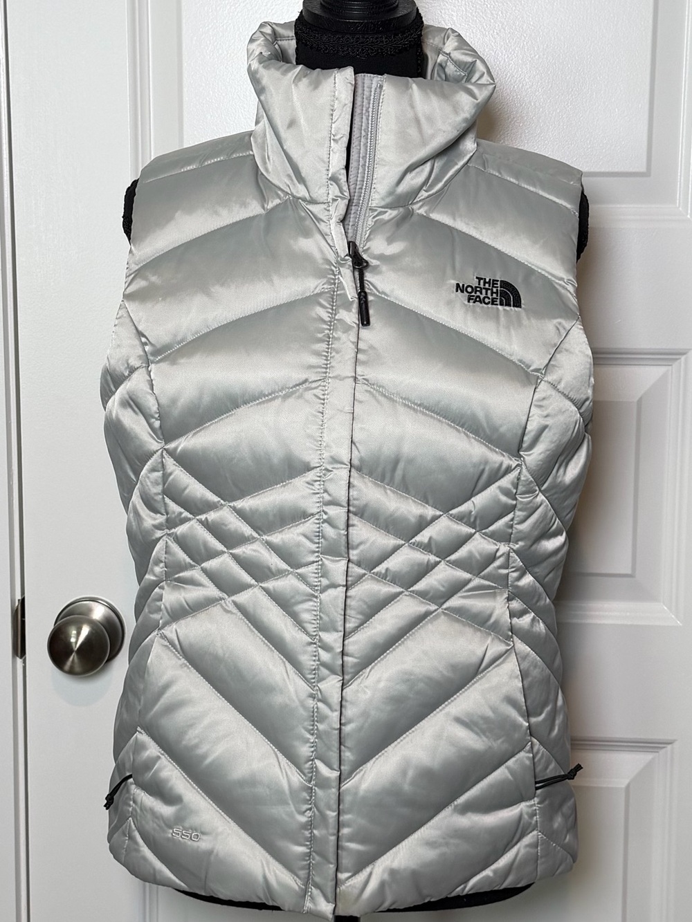 Light Gray Quilted Packable Down Vest - Women's